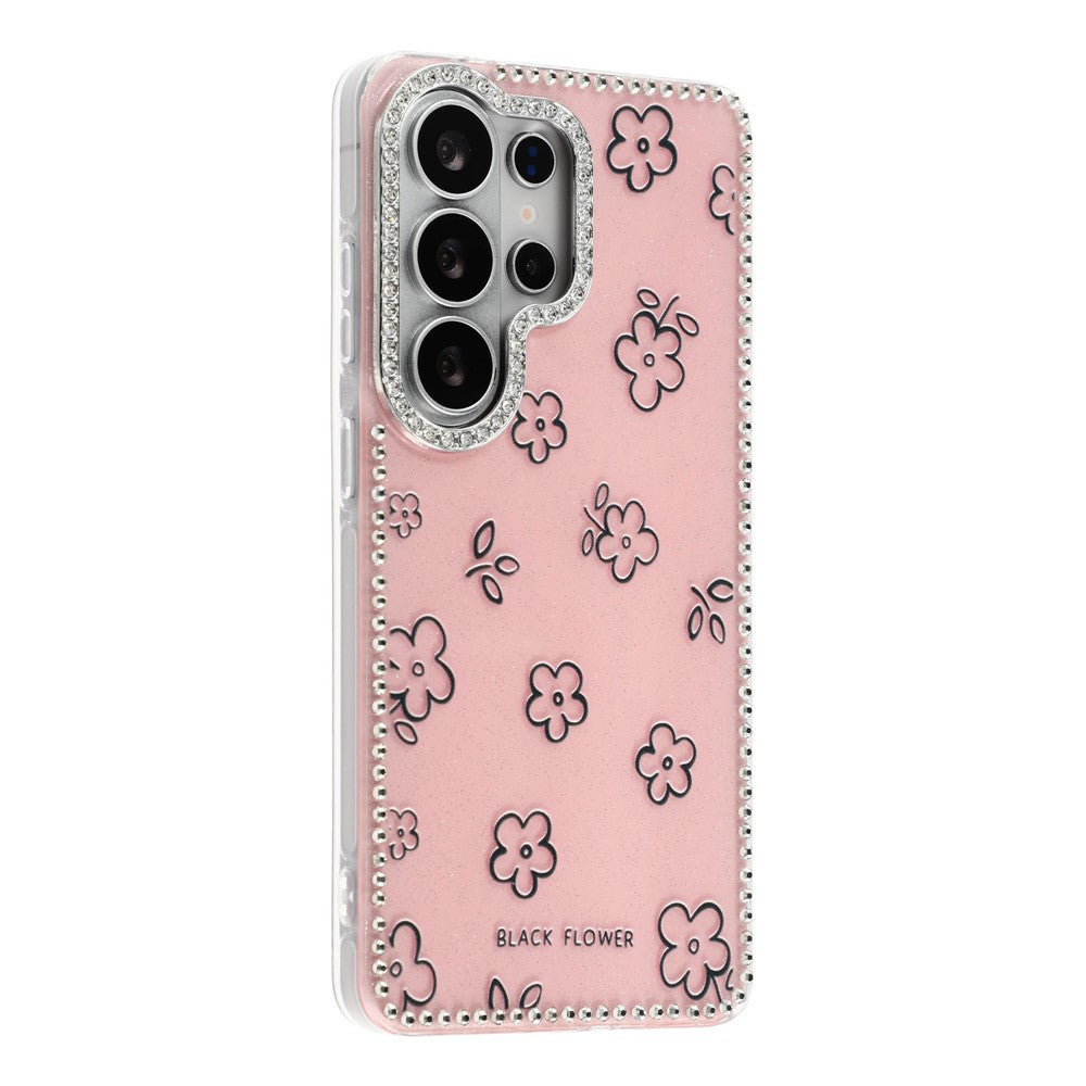 Til Samsung Galaxy S26 Ultra Cover Rhinsten Kant Blomst TPU + PC IMD Telefoncover