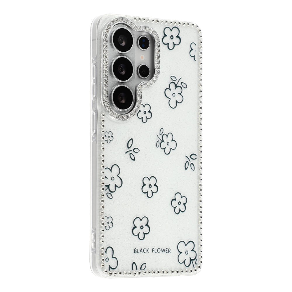 Til Samsung Galaxy S26 Ultra Cover Rhinsten Kant Blomst TPU + PC IMD Telefoncover