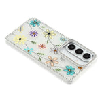 Cover til Samsung Galaxy S26 med rhinstenkant og blomst, TPU + PC IMD-cover