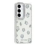 Cover til Samsung Galaxy S26 med rhinstenkant og blomst, TPU + PC IMD-cover