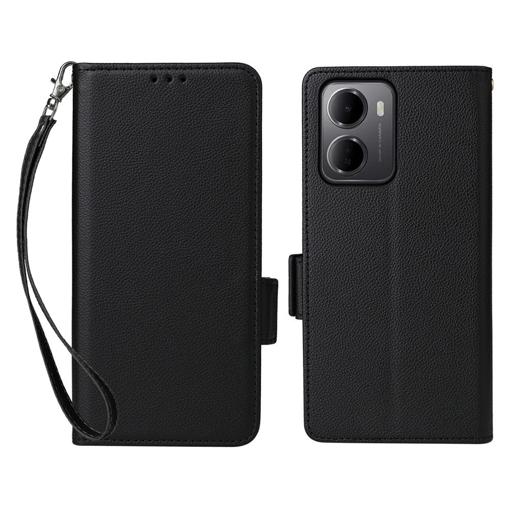 For Xiaomi Redmi 15a 5G  /  R70 5G  /  R70m 5G Case Litchi Texture Wallet Leather Phone Cover with Wrist Strap