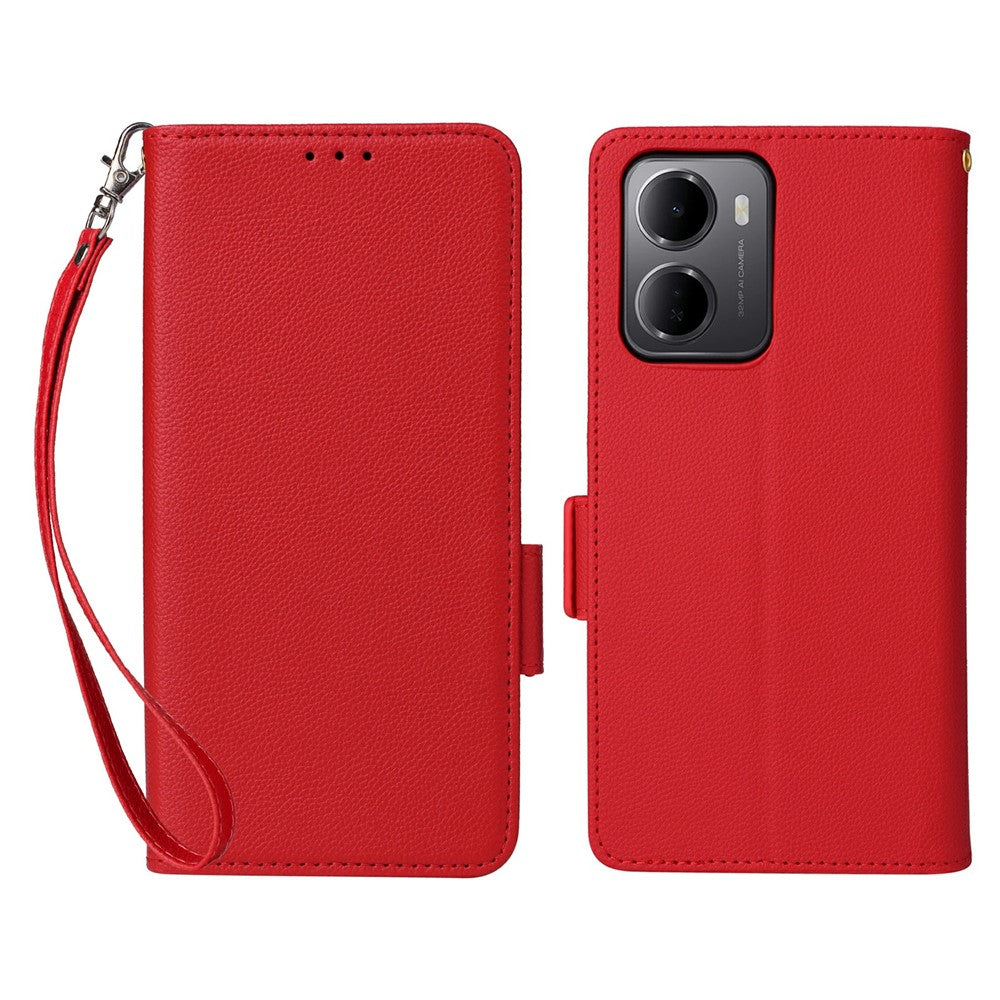 For Xiaomi Redmi 15a 5G  /  R70 5G  /  R70m 5G Case Litchi Texture Wallet Leather Phone Cover with Wrist Strap