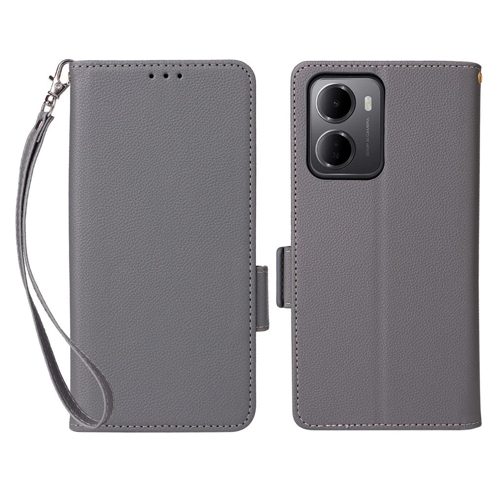 For Xiaomi Redmi 15a 5G  /  R70 5G  /  R70m 5G Case Litchi Texture Wallet Leather Phone Cover with Wrist Strap