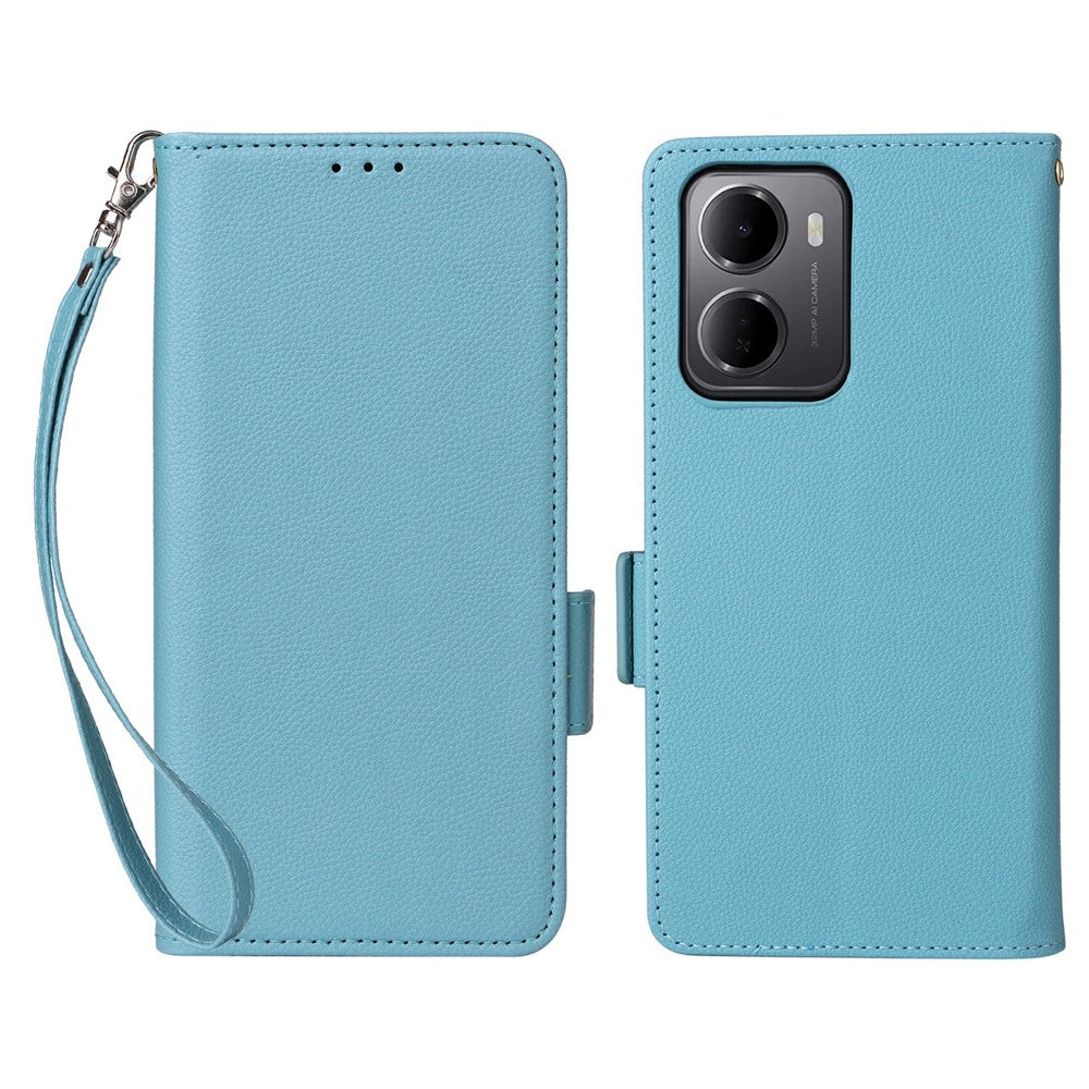 For Xiaomi Redmi 15a 5G  /  R70 5G  /  R70m 5G Case Litchi Texture Wallet Leather Phone Cover with Wrist Strap