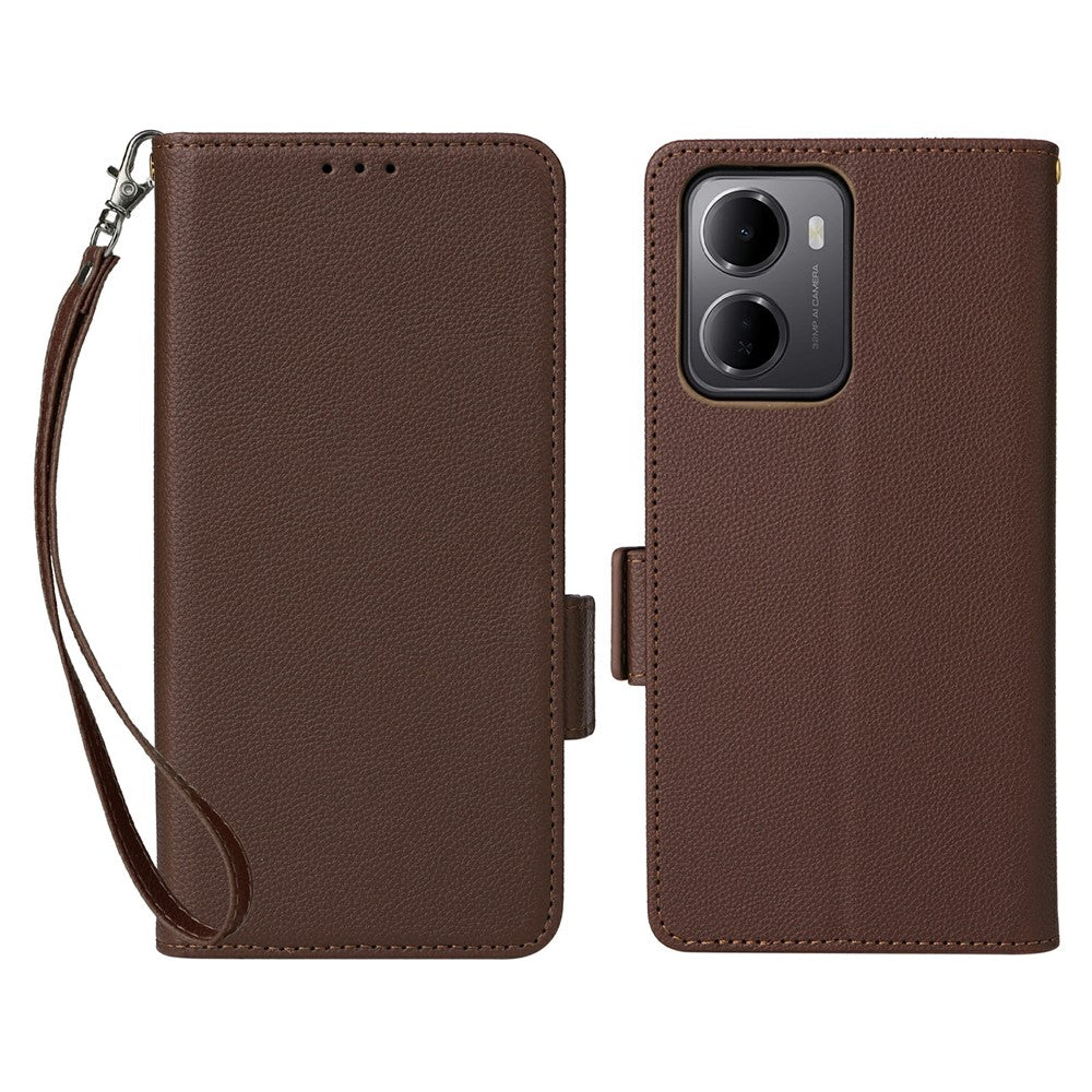 For Xiaomi Redmi 15a 5G  /  R70 5G  /  R70m 5G Case Litchi Texture Wallet Leather Phone Cover with Wrist Strap