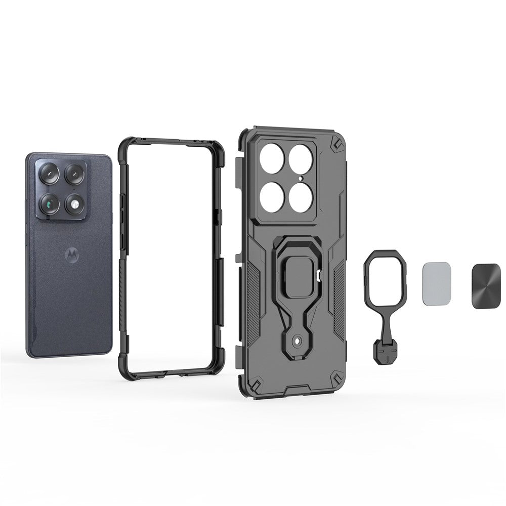 For Motorola Signature 5G Case Rotatable Ring Kickstand PC + TPU Shockproof Phone Cover