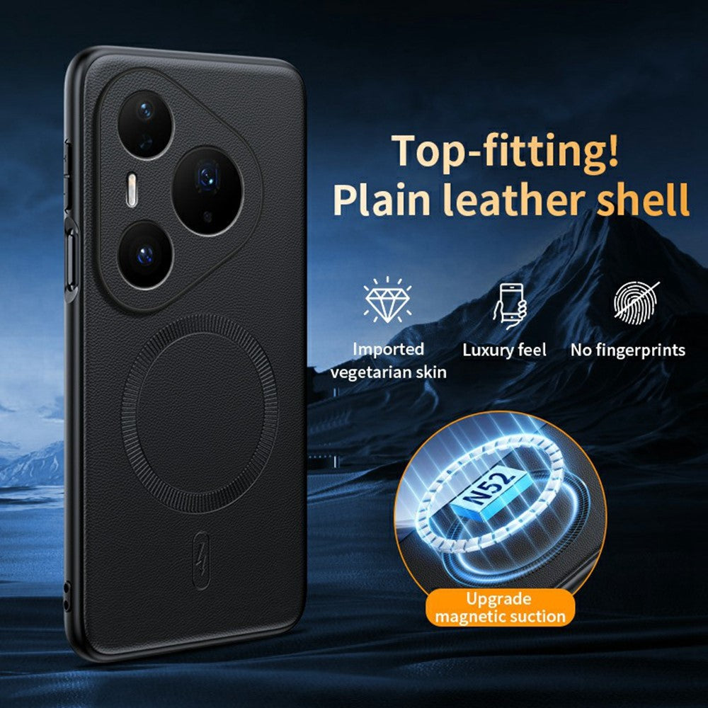 For Huawei Pura 90 Pro Max Magnetic Case Leather Coated TPU + PC Phone Cover