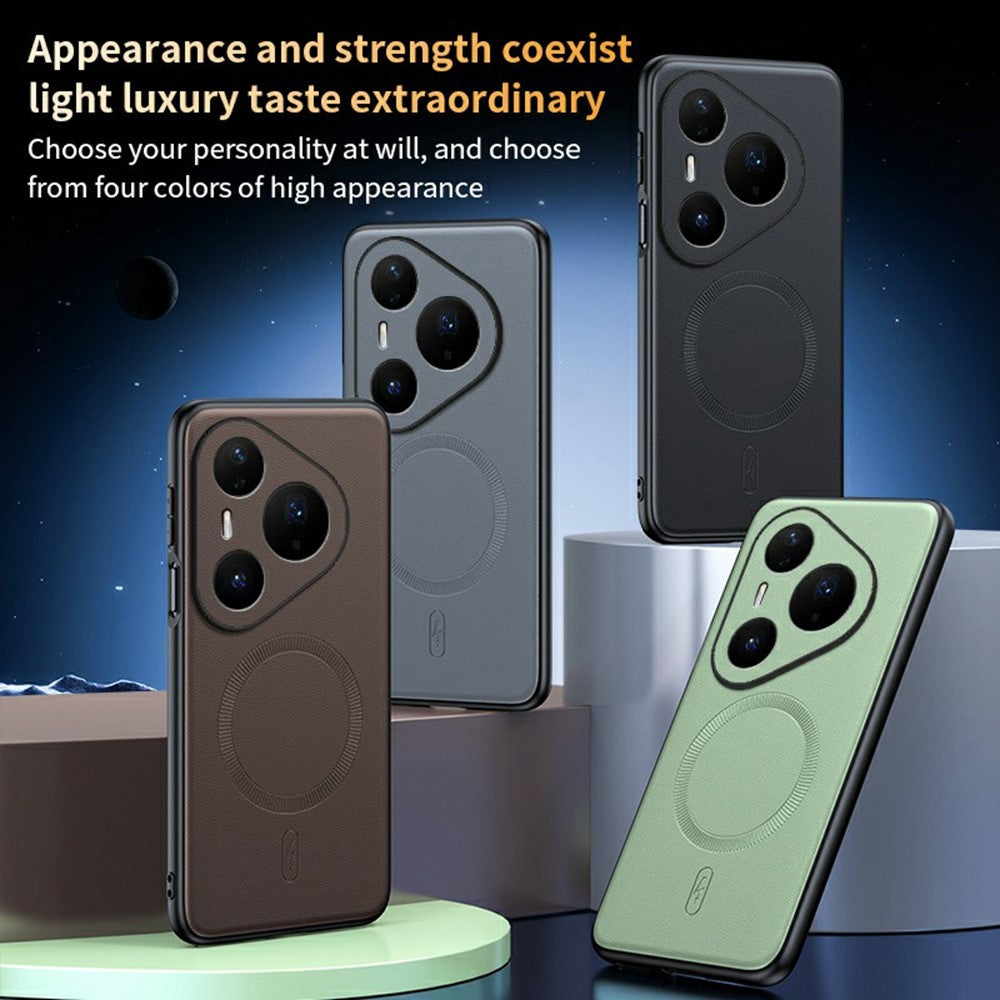 For Huawei Pura 90 Pro Max Magnetic Case Leather Coated TPU + PC Phone Cover