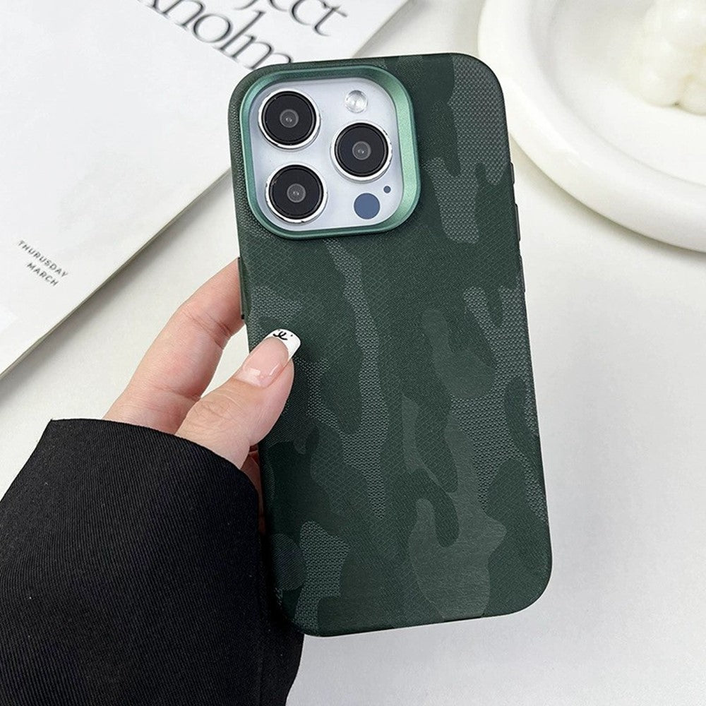 For iPhone 12 Pro Max Magnetic Case Luxury Camouflage PC PU Leather Shockproof Cover Compatible with Magsafe