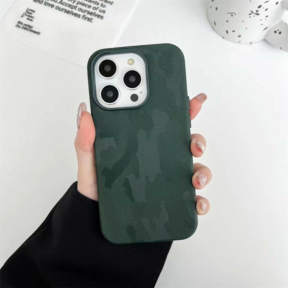 For iPhone 12 Pro Max Magnetic Case Luxury Camouflage PC PU Leather Shockproof Cover Compatible with Magsafe