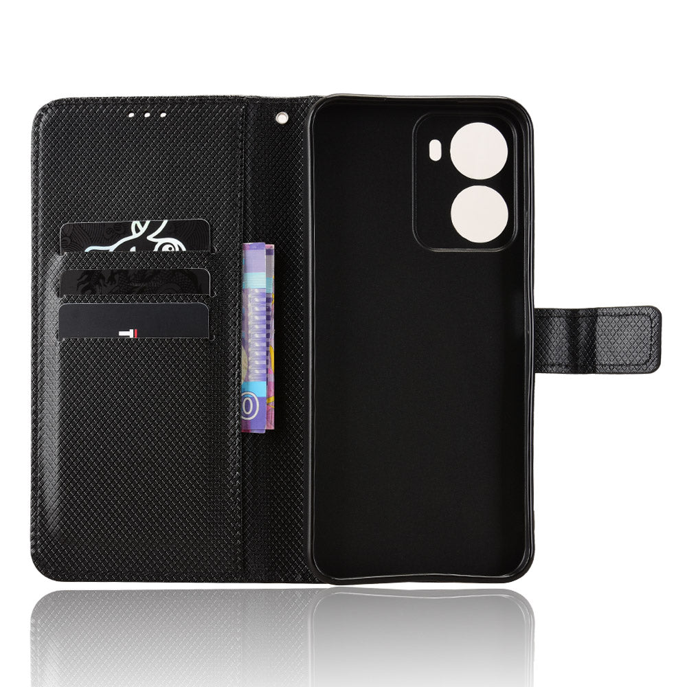 Xiaomi Redmi R70 5G / Xiaomi Redmi R70m 5G / Xiaomi Redmi 15a 5G Läderplånboksfodral med rem Diamantstruktur mobilskal