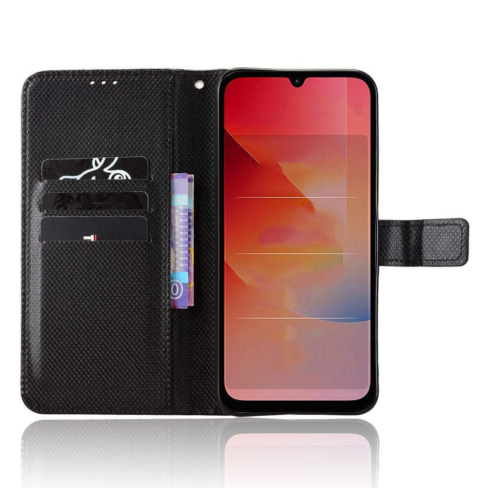 Xiaomi Redmi R70 5G / Xiaomi Redmi R70m 5G / Xiaomi Redmi 15a 5G Läderplånboksfodral med rem Diamantstruktur mobilskal