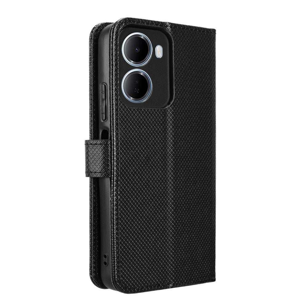 Xiaomi Redmi R70 5G / Xiaomi Redmi R70m 5G / Xiaomi Redmi 15a 5G Läderplånboksfodral med rem Diamantstruktur mobilskal