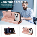 For iPhone 18 Pro / 17 Pro Wallet Case 9 Card Slots RFID Blocking Mandala Embossed Leather Flip Cover with Wrist Strap