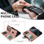 For iPhone 18 Pro / 17 Pro Wallet Case 9 Card Slots RFID Blocking Mandala Embossed Leather Flip Cover with Wrist Strap