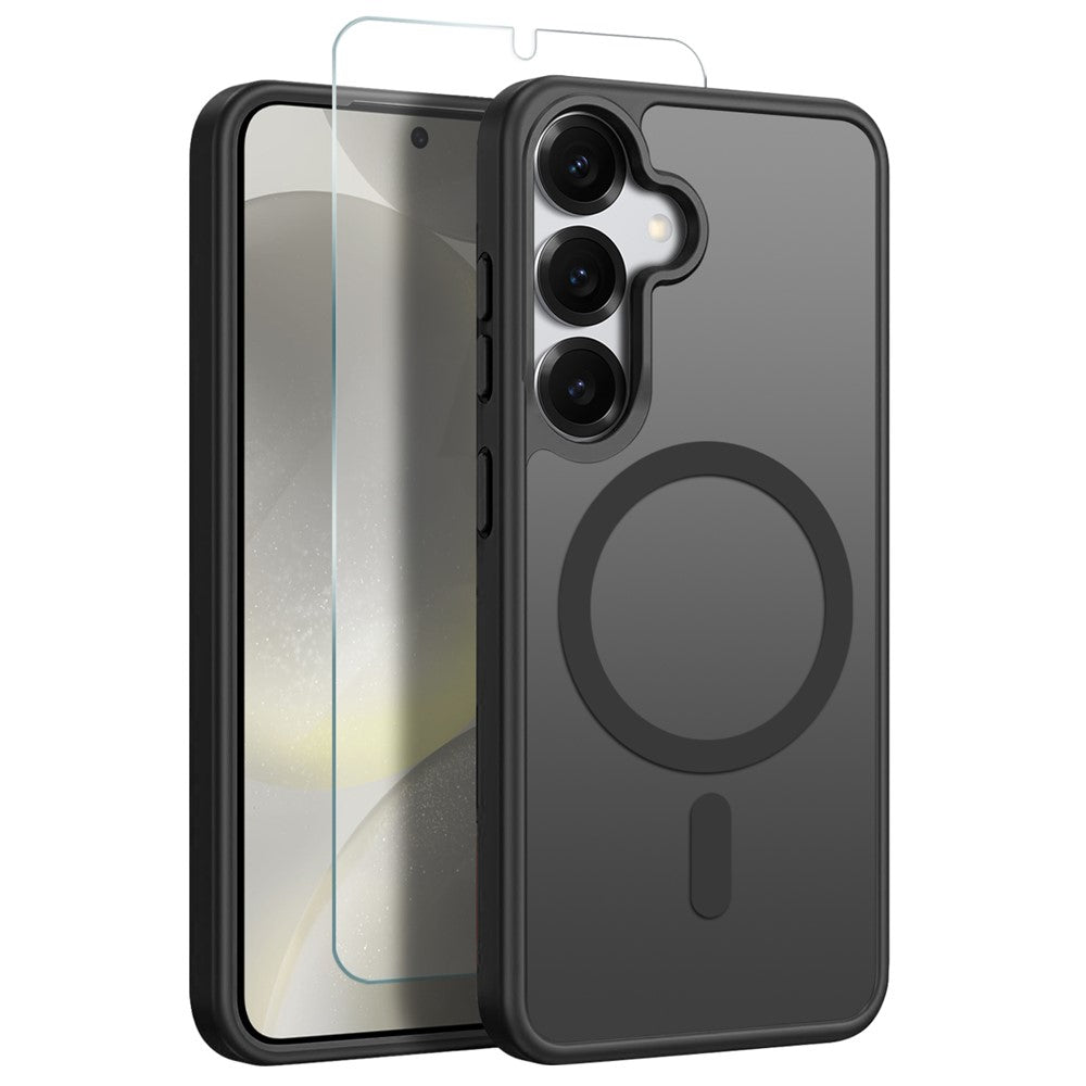 NORTHJO-cover til Samsung Galaxy S24+ - Gennemsigtigt mat, stødsikkert mobilcover med hærdet glas