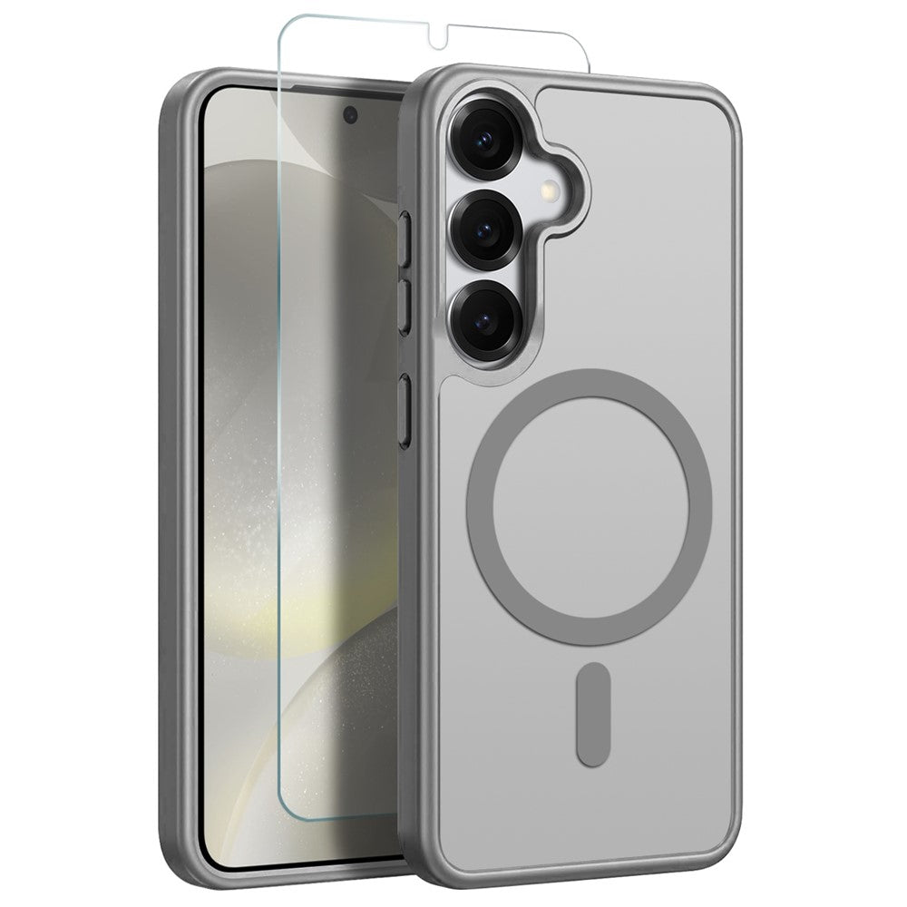 NORTHJO-cover til Samsung Galaxy S24+ - Gennemsigtigt mat, stødsikkert mobilcover med hærdet glas
