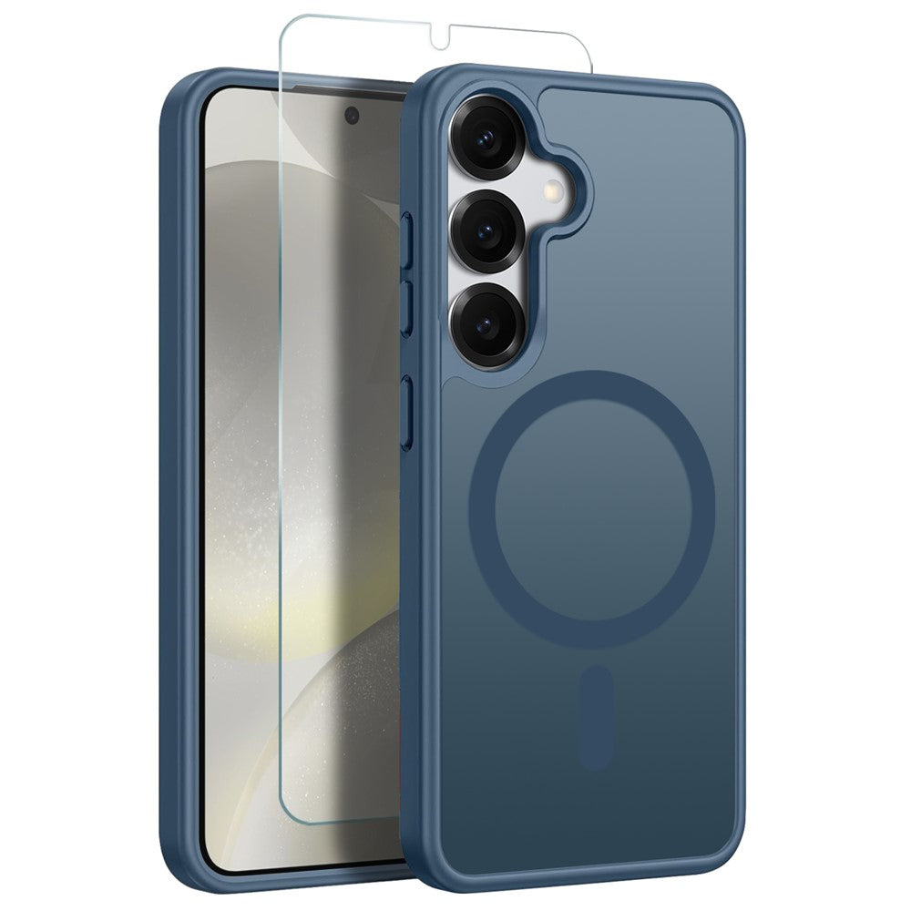 NORTHJO-cover til Samsung Galaxy S24+ - Gennemsigtigt mat, stødsikkert mobilcover med hærdet glas