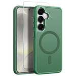 NORTHJO-cover til Samsung Galaxy S24+ - Gennemsigtigt mat, stødsikkert mobilcover med hærdet glas