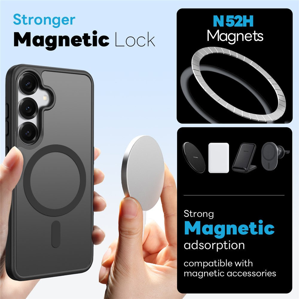 NORTHJO For Samsung Galaxy S24 Magnetic Case Translucent Matte Shockproof Phone Cover Set with Front Screen Protector + Lens Film