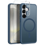 NORTHJO For Samsung Galaxy S24 Magnetic Case Translucent Matte Shockproof Phone Cover Set with Front Screen Protector + Lens Film