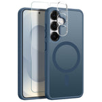 NORTHJO For Samsung Galaxy S25+ Magnetic Case Translucent Matte Shockproof Phone Cover Set with Front Screen Protector + Lens Film