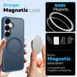 NORTHJO For Samsung Galaxy S25+ Magnetic Case Translucent Matte Shockproof Phone Cover Set with Front Screen Protector + Lens Film