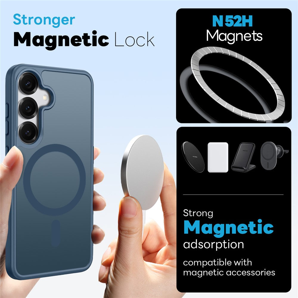 NORTHJO For Samsung Galaxy S25+ Magnetic Case Translucent Matte Shockproof Phone Cover Set with Front Screen Protector + Lens Film