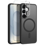 NORTHJO For Samsung Galaxy S25+ Magnetic Case Translucent Matte Shockproof Phone Cover Set with Front Screen Protector + Lens Film