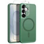 NORTHJO For Samsung Galaxy S25+ Magnetic Case Translucent Matte Shockproof Phone Cover Set with Front Screen Protector + Lens Film