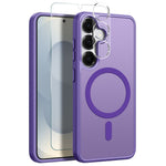NORTHJO For Samsung Galaxy S25+ Magnetic Case Translucent Matte Shockproof Phone Cover Set with Front Screen Protector + Lens Film
