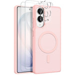 NORTHJO 5 in 1 Set for Samsung Galaxy S25 Edge Magnetic Case Translucent Matte Shockproof Phone Cover with 2Pcs Front Screen Protector + 2Pcs Lens Film