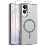 NORTHJO 5 in 1 Set for Samsung Galaxy S25 Edge Magnetic Case Translucent Matte Shockproof Phone Cover with 2Pcs Front Screen Protector + 2Pcs Lens Film