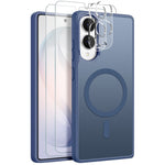 NORTHJO 5 in 1 Set for Samsung Galaxy S25 Edge Magnetic Case Translucent Matte Shockproof Phone Cover with 2Pcs Front Screen Protector + 2Pcs Lens Film