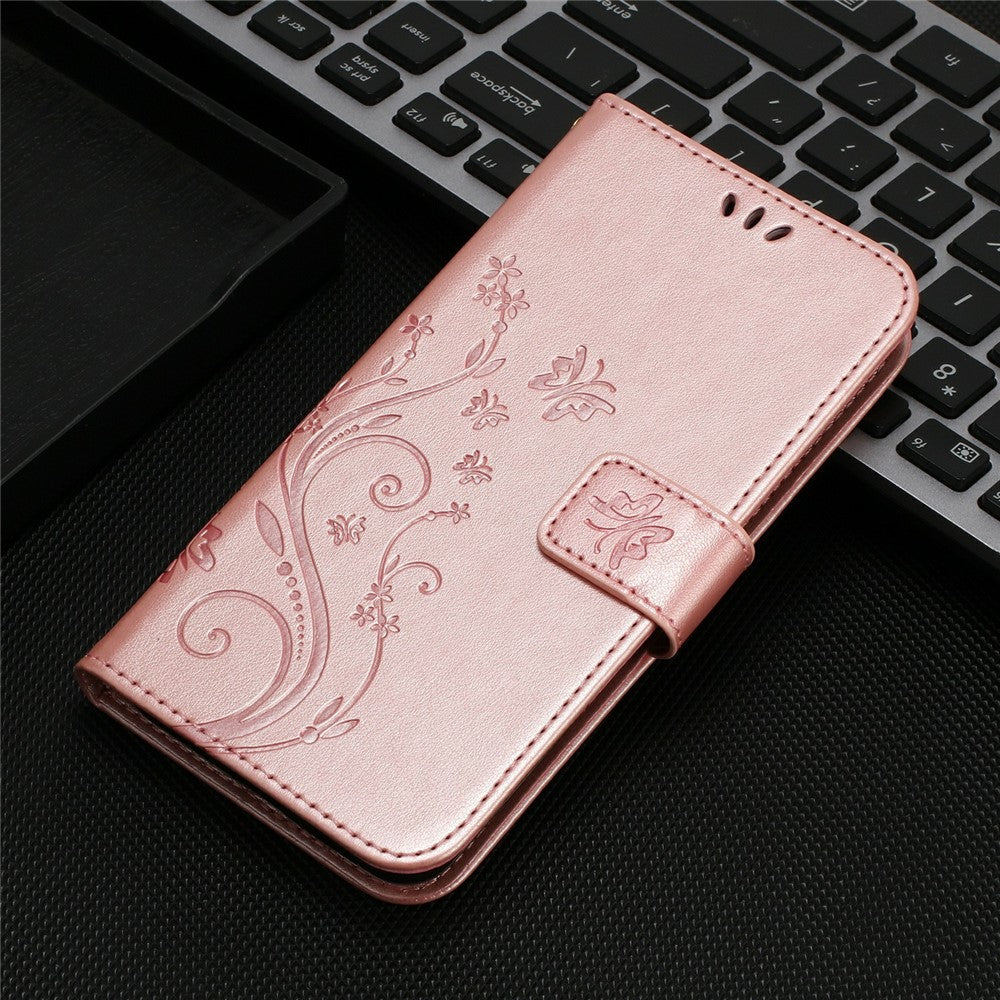 For Xiaomi Redmi 15a 5G Leather Wallet Case Butterfly Flower Imprinted Phone Cover with Strap