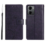 For Xiaomi Redmi 15a 5G Leather Wallet Case Butterfly Flower Imprinted Phone Cover with Strap