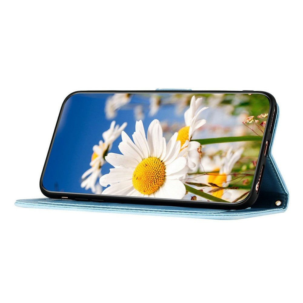 Xiaomi Redmi 15a 5G-skal i PU-läder med blommigt mobilfodral med korthållare och handledsrem