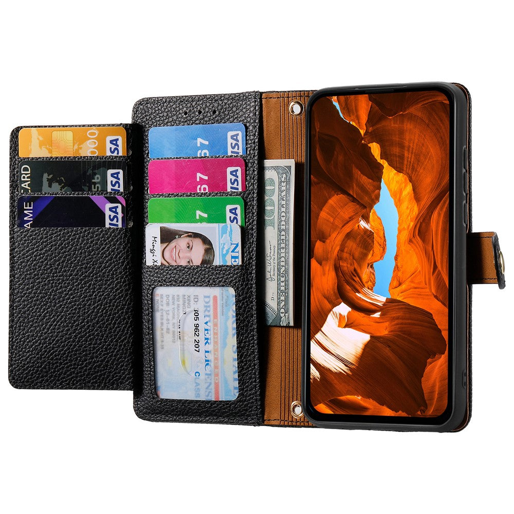 For Oppo Reno15 F 5G Case RFID Blocking Zipper Pocket Leather Wallet Phone Cover with Strap