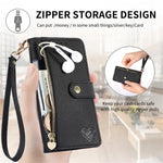 For Oppo Reno15 F 5G Case RFID Blocking Zipper Pocket Leather Wallet Phone Cover with Strap