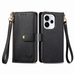 For Oppo Reno15 F 5G Case RFID Blocking Zipper Pocket Leather Wallet Phone Cover with Strap