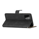 For Samsung Galaxy A22 5G (EU Version) Crazy Horse Texture PU Leather Case Imprinted Lines Wallet Stand Full Protection Flip Phone Cover with Strap