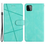 For Samsung Galaxy A22 5G (EU Version) Crazy Horse Texture PU Leather Case Imprinted Lines Wallet Stand Full Protection Flip Phone Cover with Strap