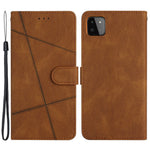 For Samsung Galaxy A22 5G (EU Version) Crazy Horse Texture PU Leather Case Imprinted Lines Wallet Stand Full Protection Flip Phone Cover with Strap