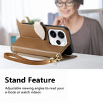 For Oppo Reno15 F 5G Stand Case Leaf Shape Magnetic Clasp Leather Phone Cover with Hand Strap
