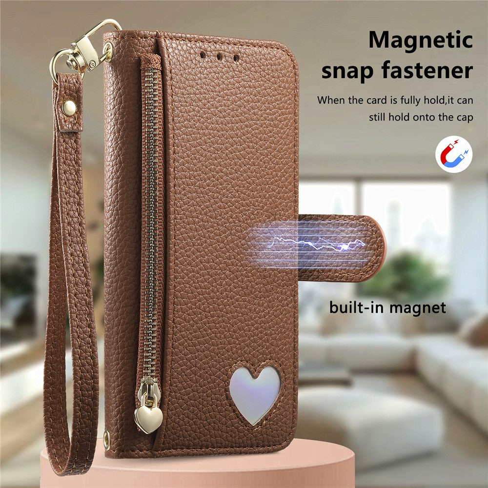 Oppo Reno15 F 5G Fodral Dragkedja Fack TPU PU Läder Plånboksfodral med Rem