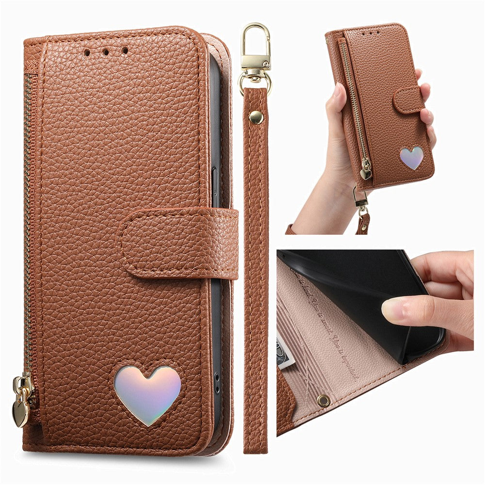 Oppo Reno15 F 5G Fodral Dragkedja Fack TPU PU Läder Plånboksfodral med Rem