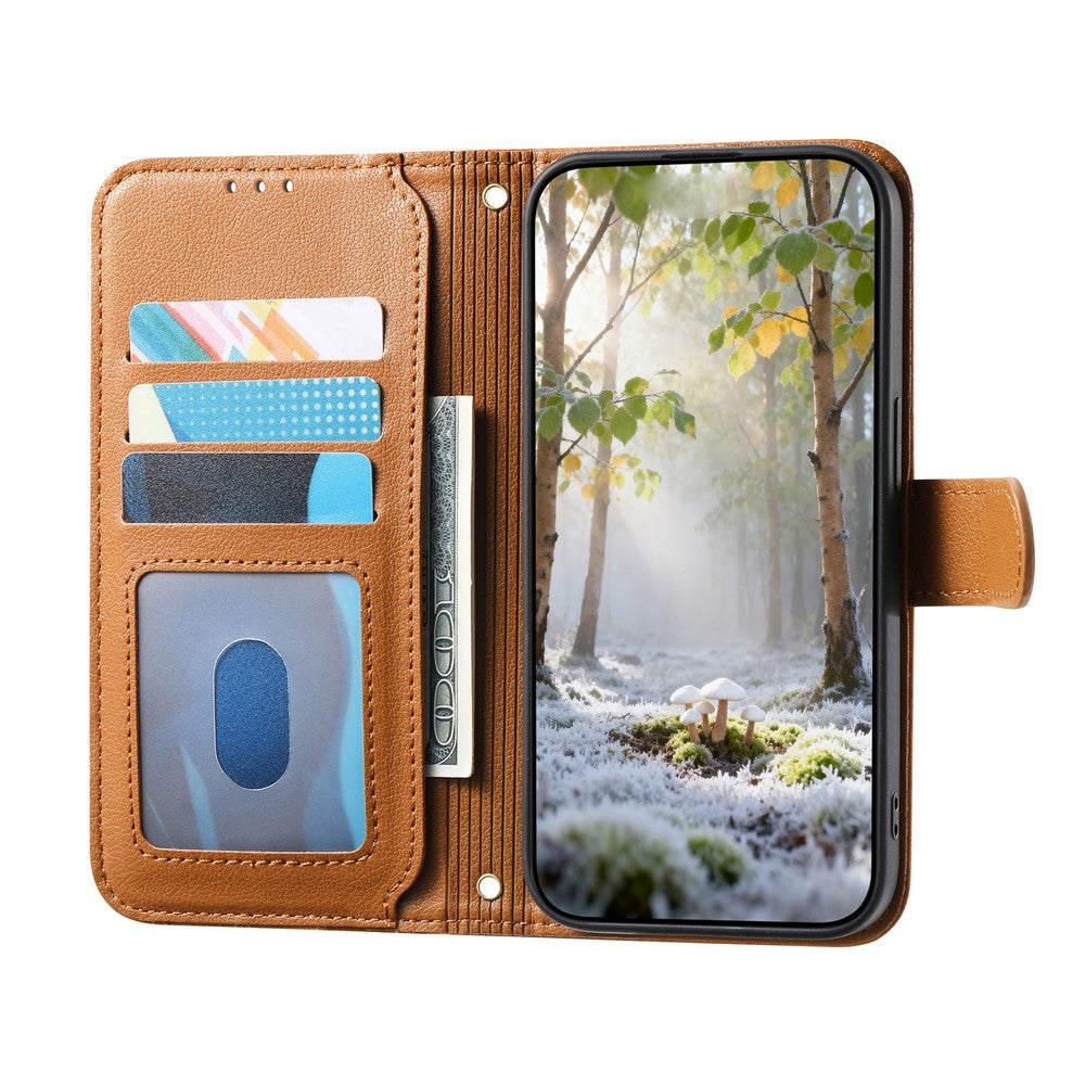 For Oppo Reno15 F 5G Stand Case Imprint TPU PU Leather Zipper Pocket Wallet Phone Cover with Strap