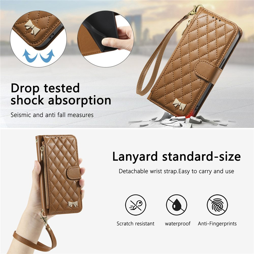 For Oppo Reno15 F 5G Stand Case Imprint TPU PU Leather Zipper Pocket Wallet Phone Cover with Strap
