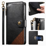 For Oppo Reno15 F 5G Case Color Splicing TPU PU Leather Flip Shockproof Phone Cover with Wrist Strap