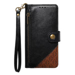 For Oppo Reno15 F 5G Case Color Splicing TPU PU Leather Flip Shockproof Phone Cover with Wrist Strap